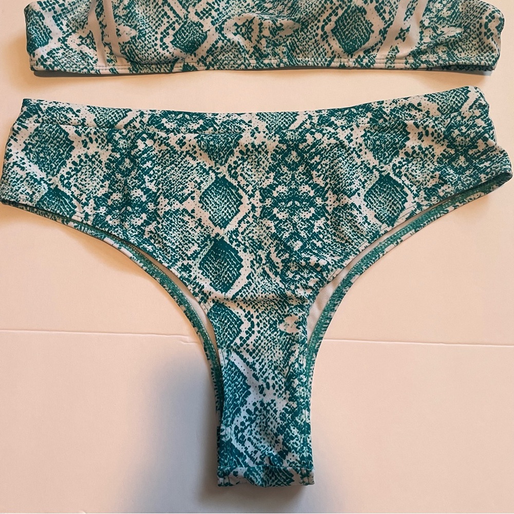 Shein Python Snake Print Teal Bikini Size Large - image 4